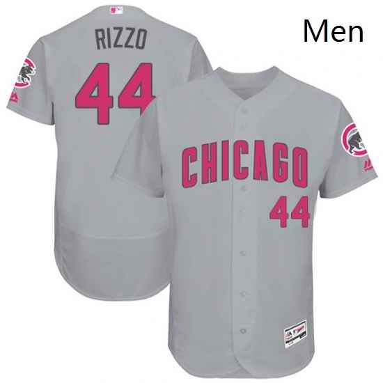 Mens Majestic Chicago Cubs 44 Anthony Rizzo Grey Mothers Day Flexbase Authentic Collection MLB Jersey